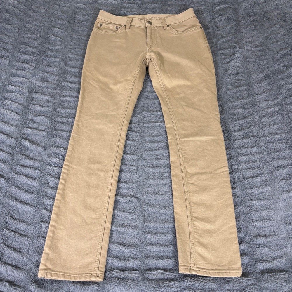 Banana Republic Traveler Skinny Fit Khaki Chino Pants Mens 28x30 Tan AT224
